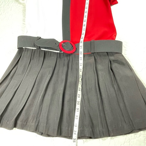🔥Vintage Absolutely Two Toned Red & Black pleated Dress - Picture 11 of 12